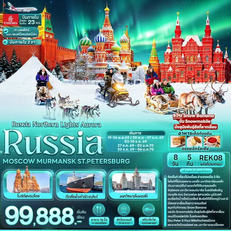 Russia Northern Lights Aurora RUSSIA MOSCOW MURMANSK ST.PETERSBURG